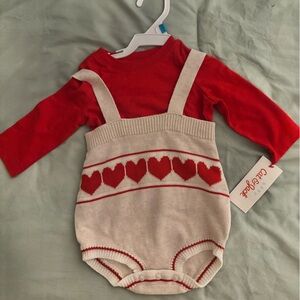 Cat and Jack Red and White Baby Valentine’s Outfit with Heart Design
